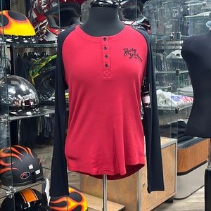 Women's Harley-Davidson Timeless Silver Wing Henley - Colorblocked